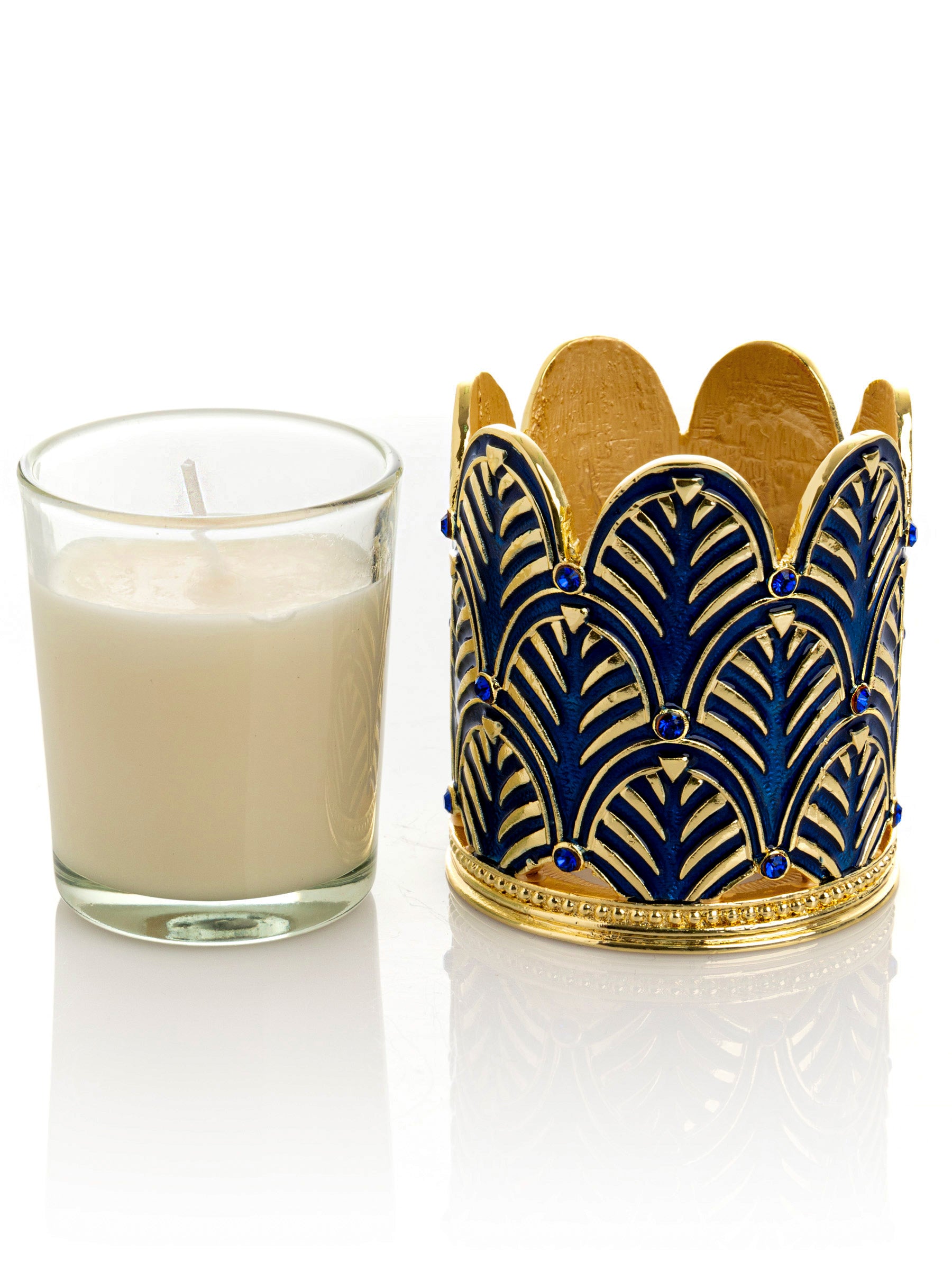 Keren Kopal Blue Decorated Candle Holder