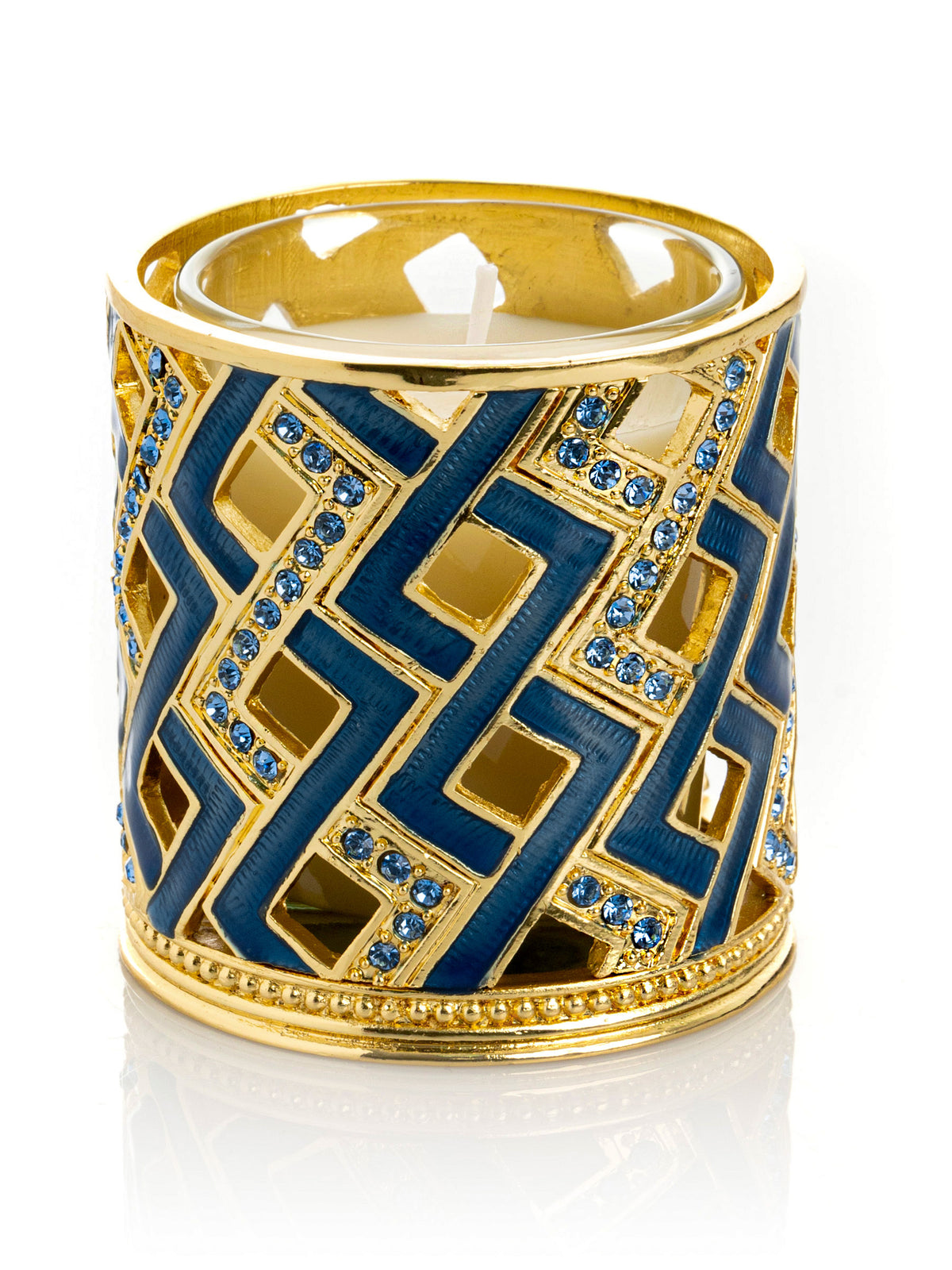 Keren Kopal Blue Decorated Candle Holder