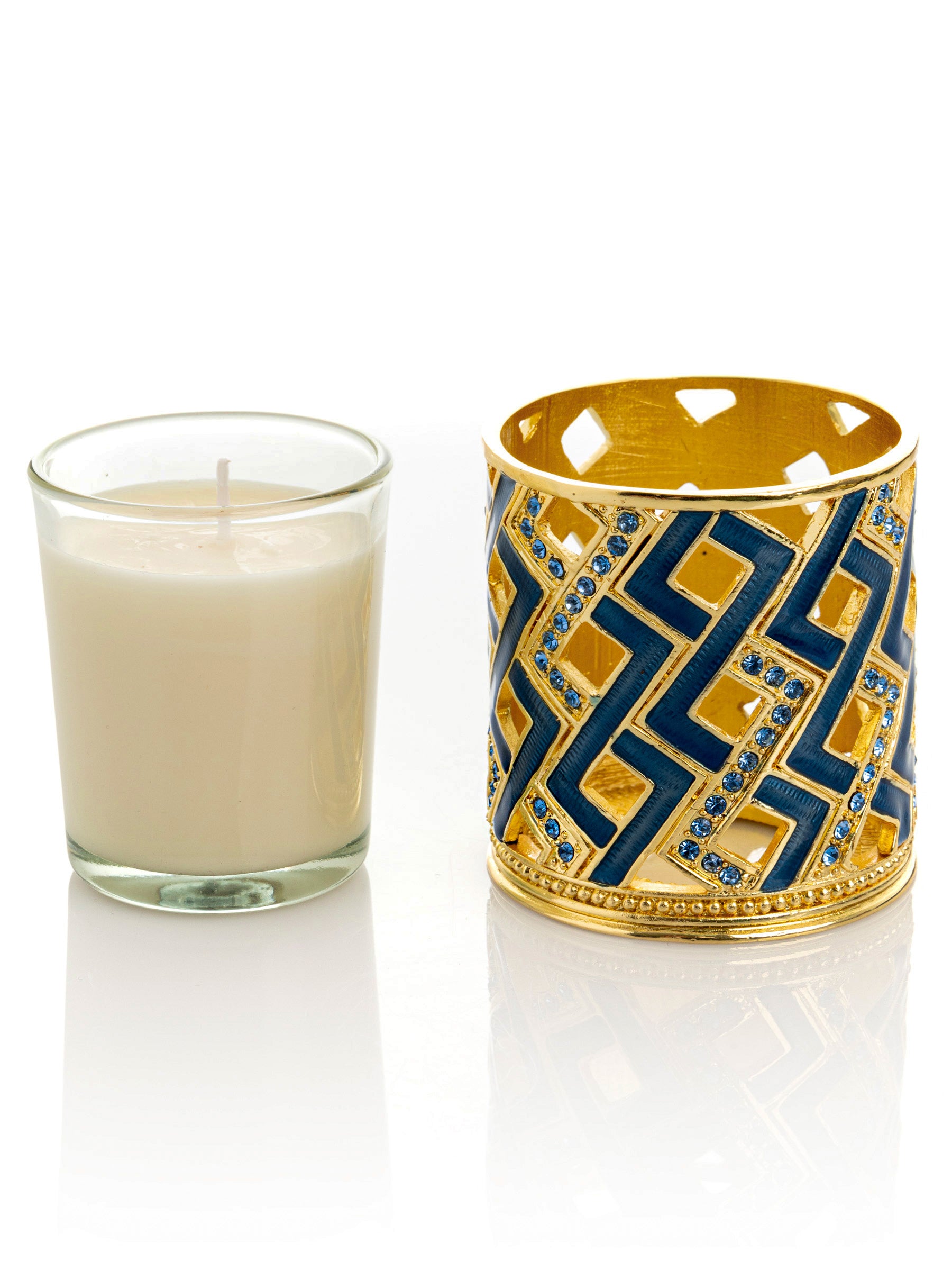 Keren Kopal Blue Decorated Candle Holder
