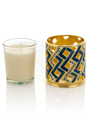 Keren Kopal Blue Decorated Candle Holder