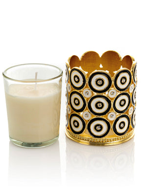 Keren Kopal Golden Decorated Candle Holder with Circles Pattern