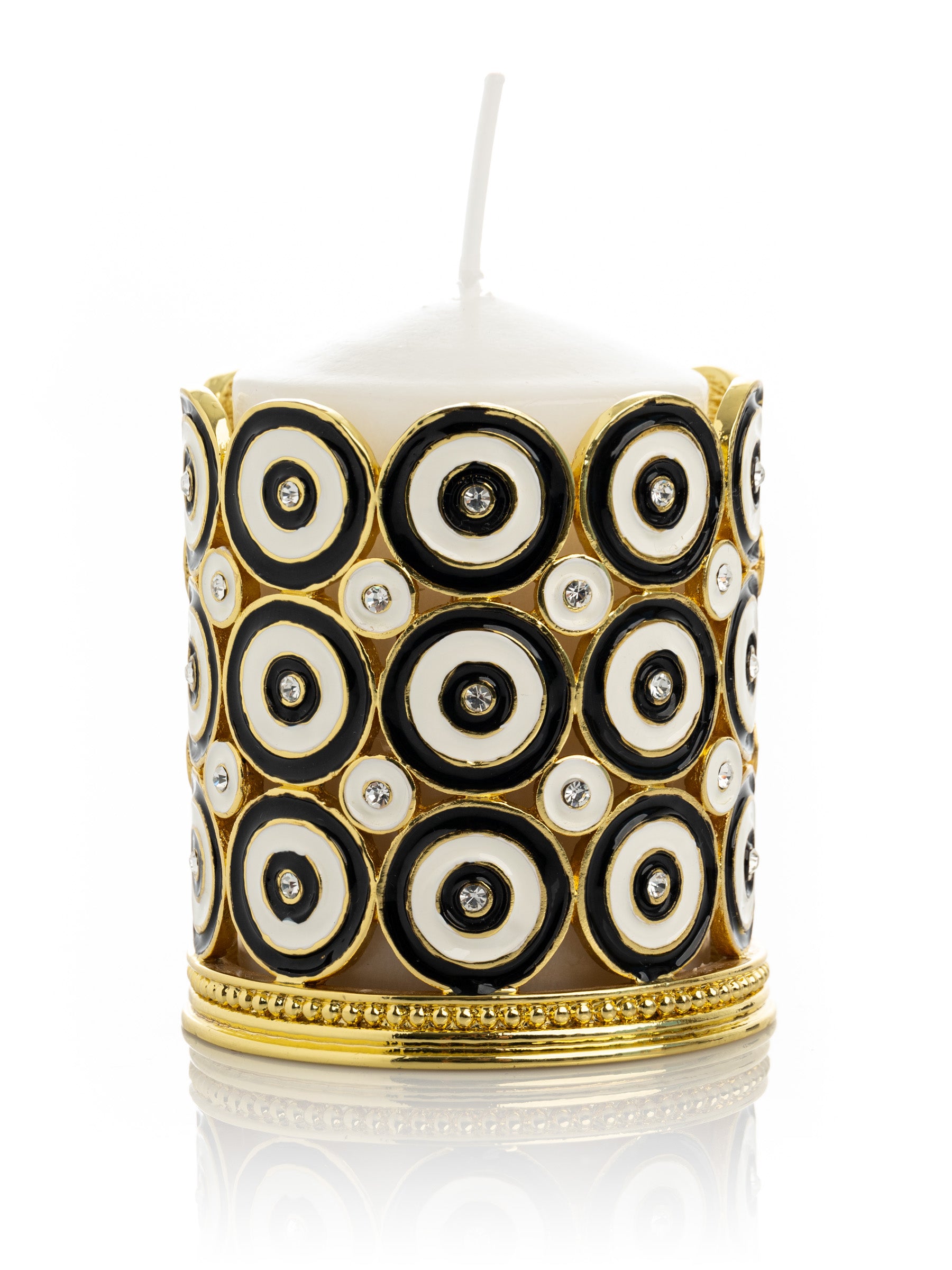 Keren Kopal Golden Decorated Candle Holder with Circles Pattern