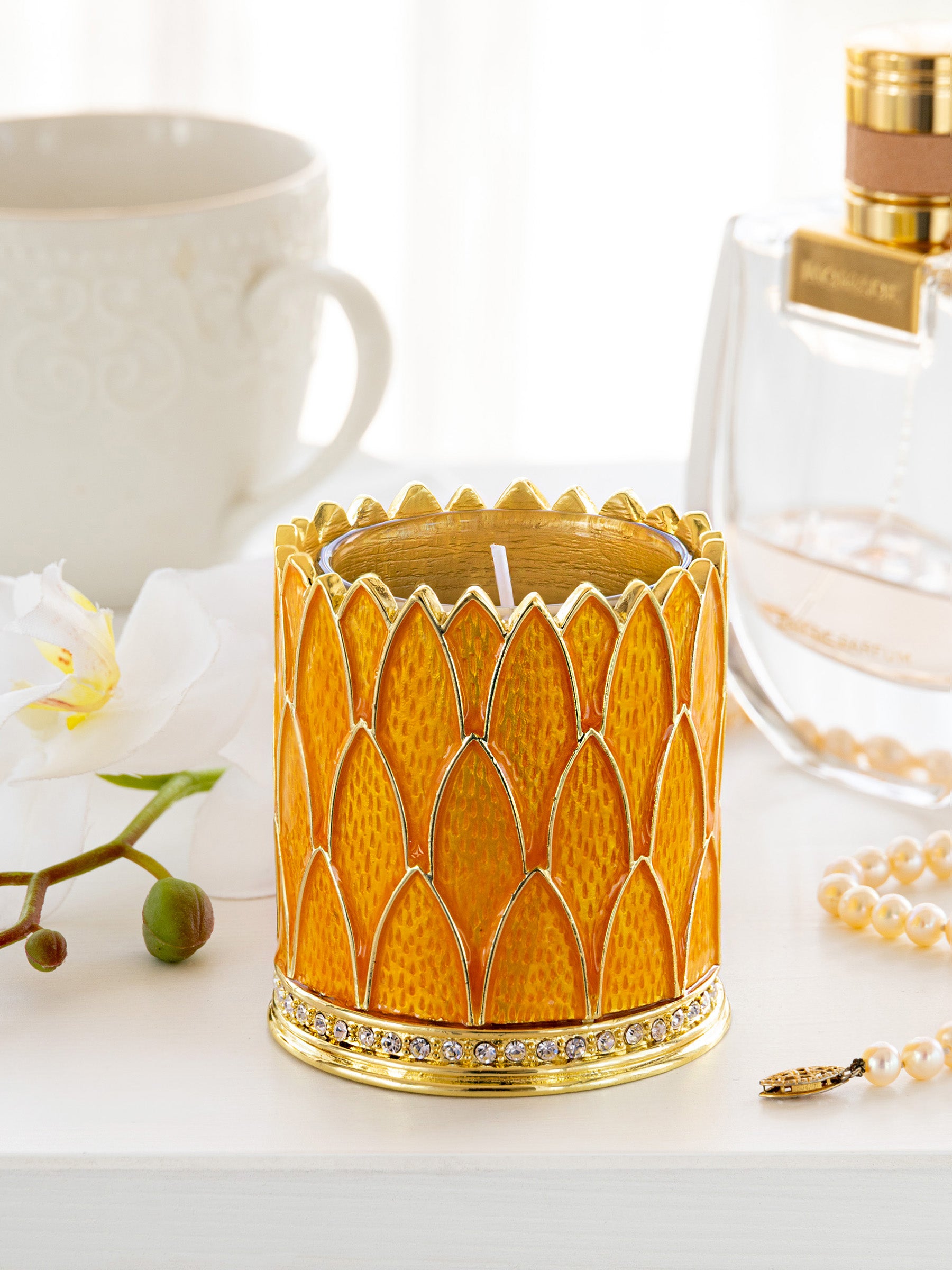 Keren Kopal Yellow Decorated Candle Holder