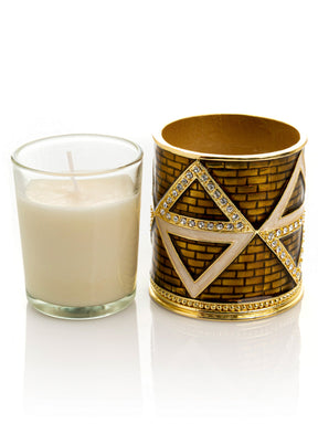 Keren Kopal Golden Brown Decorated Candle Holder with Triangles Pattern
