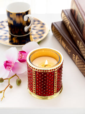 Keren Kopal Red Decorated Candle Holder