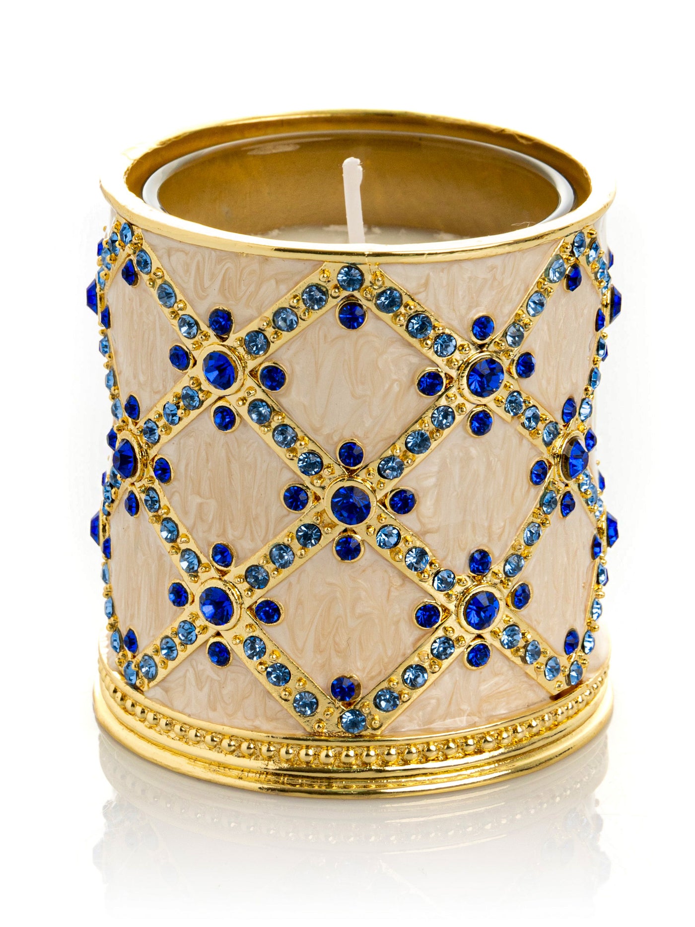 Keren Kopal Golden Cream Decorated Candle Holder