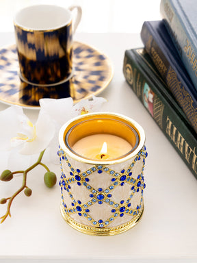 Keren Kopal Golden Cream Decorated Candle Holder