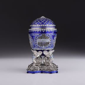 Keren Kopal Blue Russian Egg with Man Riding Horse Surprise Inside