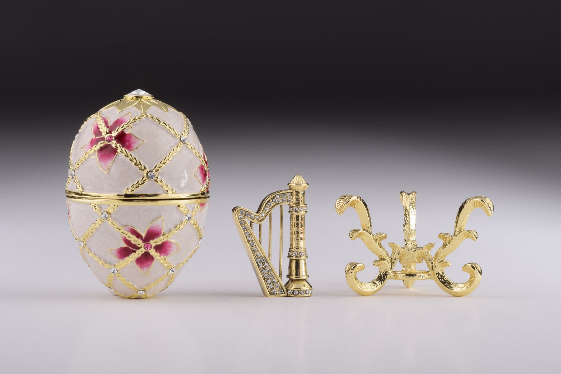 Keren Kopal White Egg with Flowers & Harp