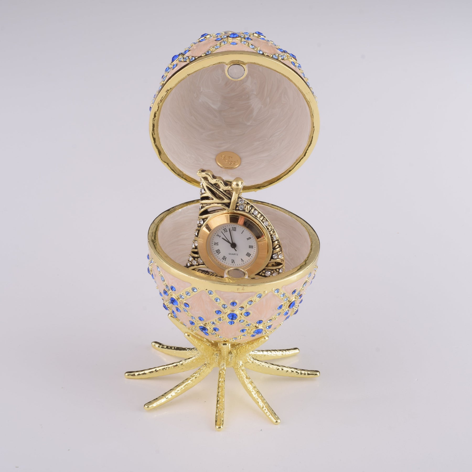 Keren Kopal Pink Faberge Egg with Clock Inside