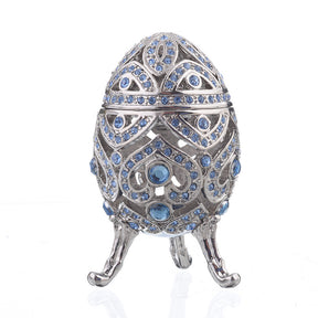 Keren Kopal Silver Faberge Egg with Blue Crystals