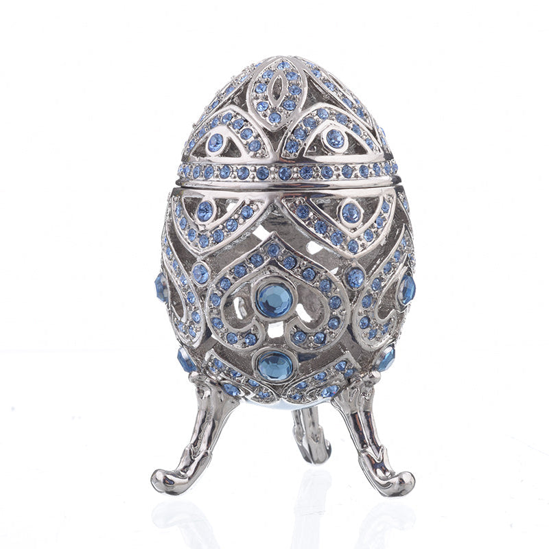 Keren Kopal Silver Faberge Egg with Blue Crystals