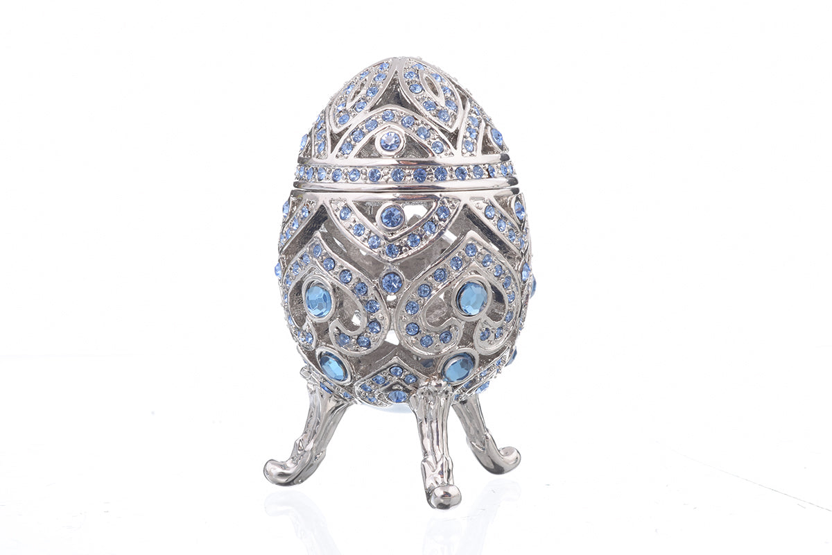 Keren Kopal Silver Faberge Egg with Blue Crystals