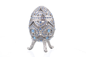 Keren Kopal Silver Faberge Egg with Blue Crystals