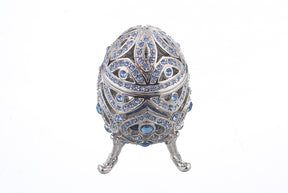 Keren Kopal Silver Faberge Egg with Blue Crystals