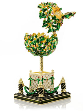 Keren Kopal Bay Tree Faberge Egg with Colorful Crystals