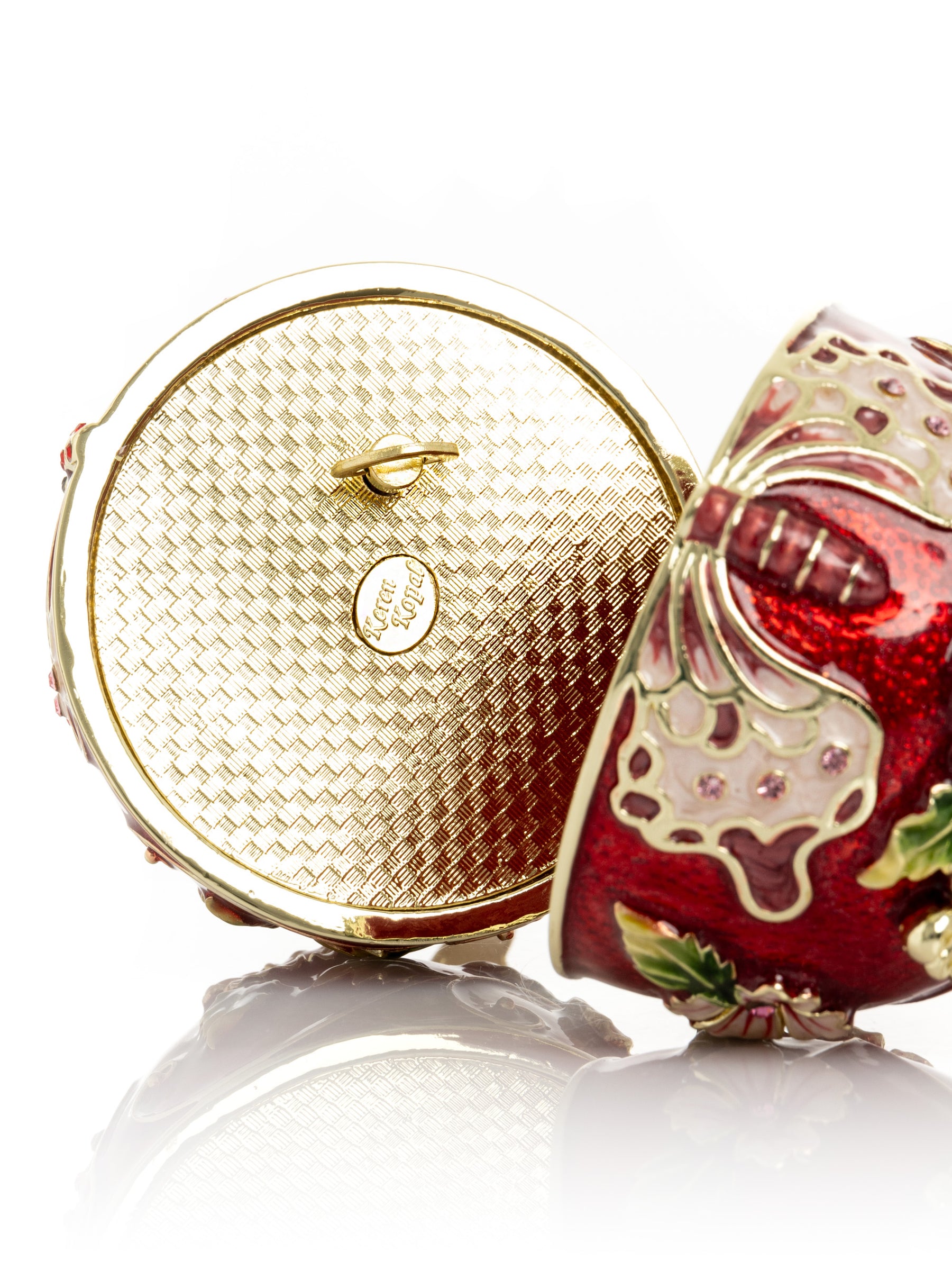 Red Faberge Egg with Flowers and Butterfly