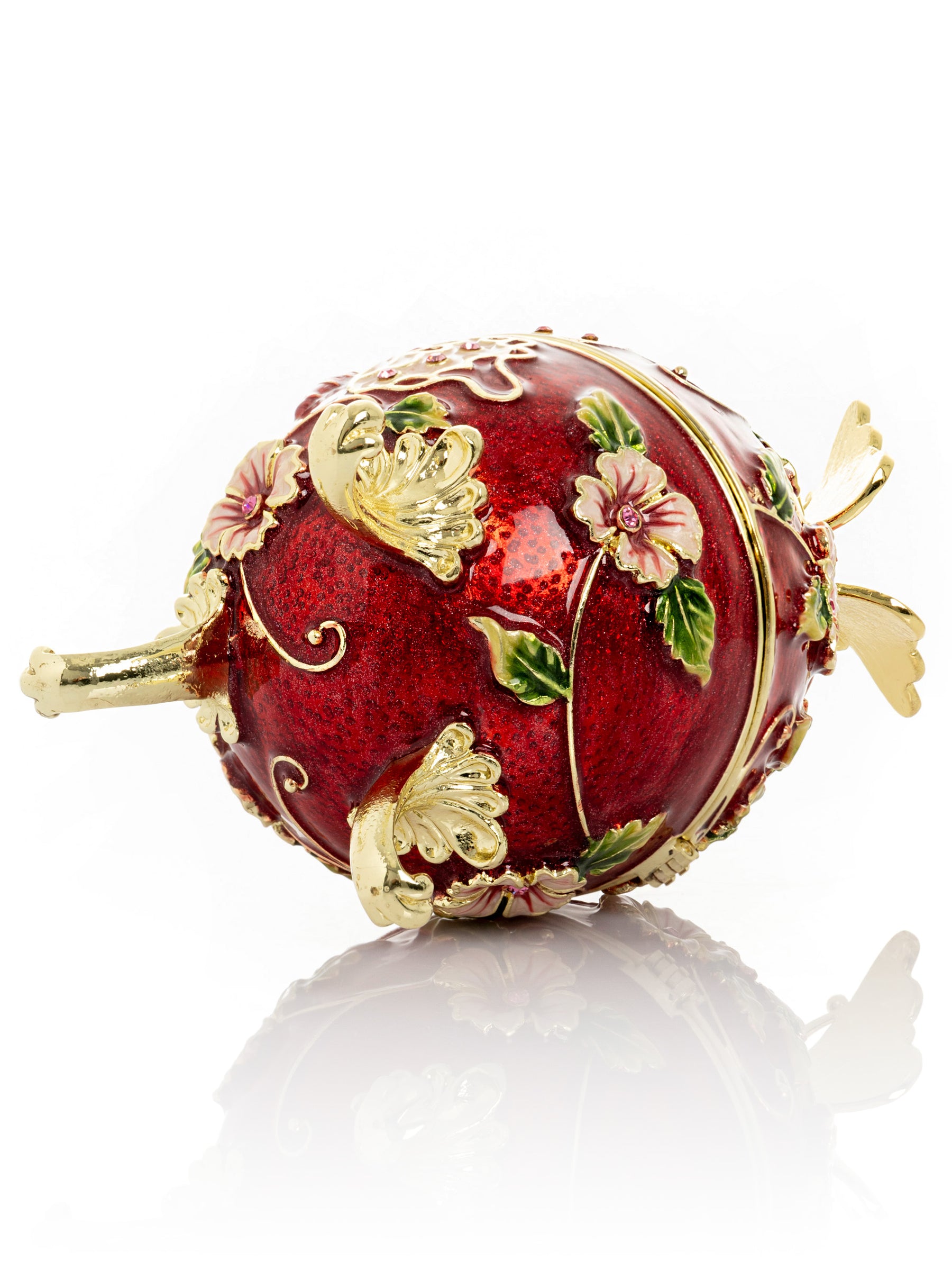 Red Faberge Egg with Flowers and Butterfly