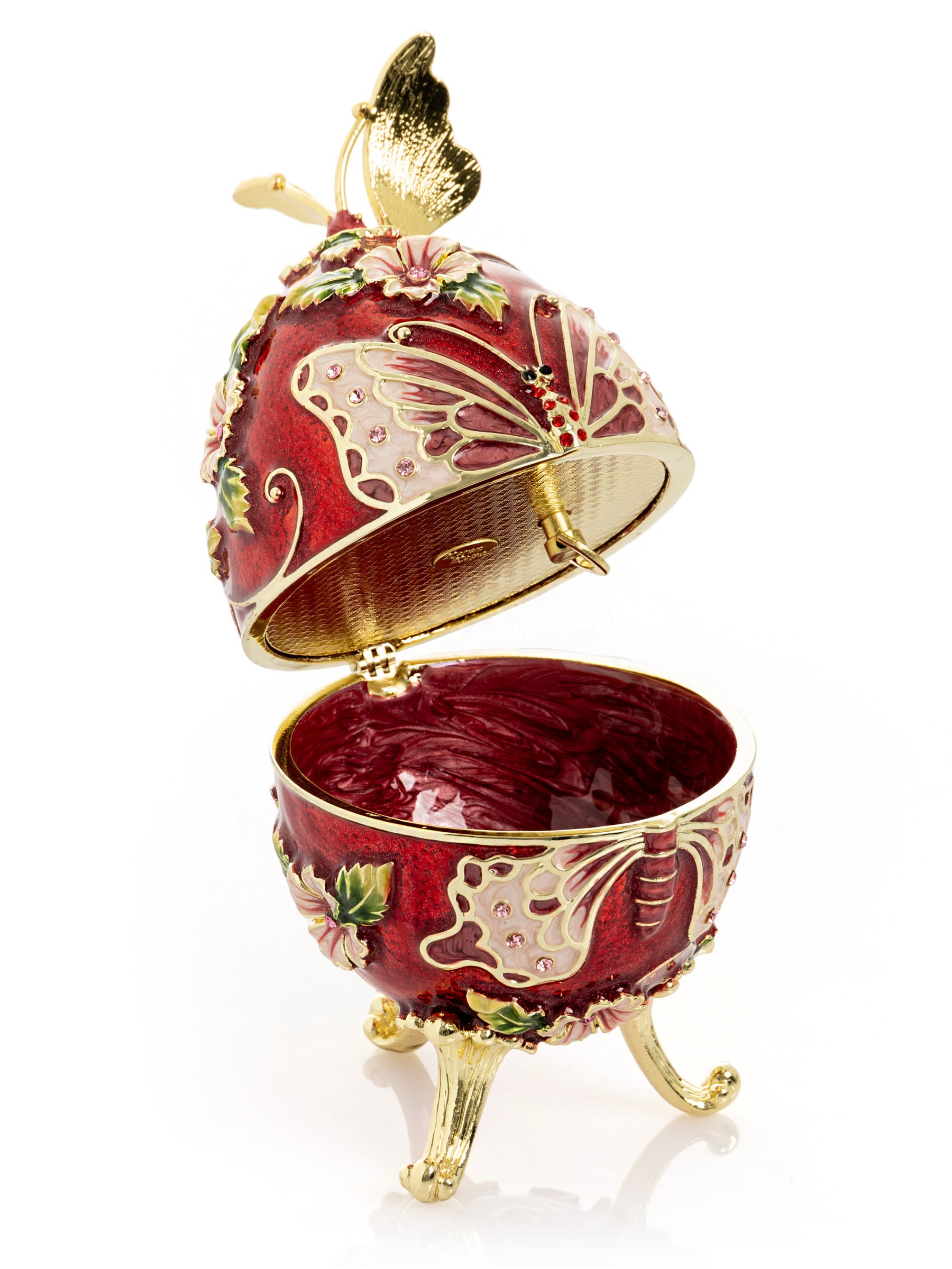 Red Faberge Egg with Flowers and Butterfly