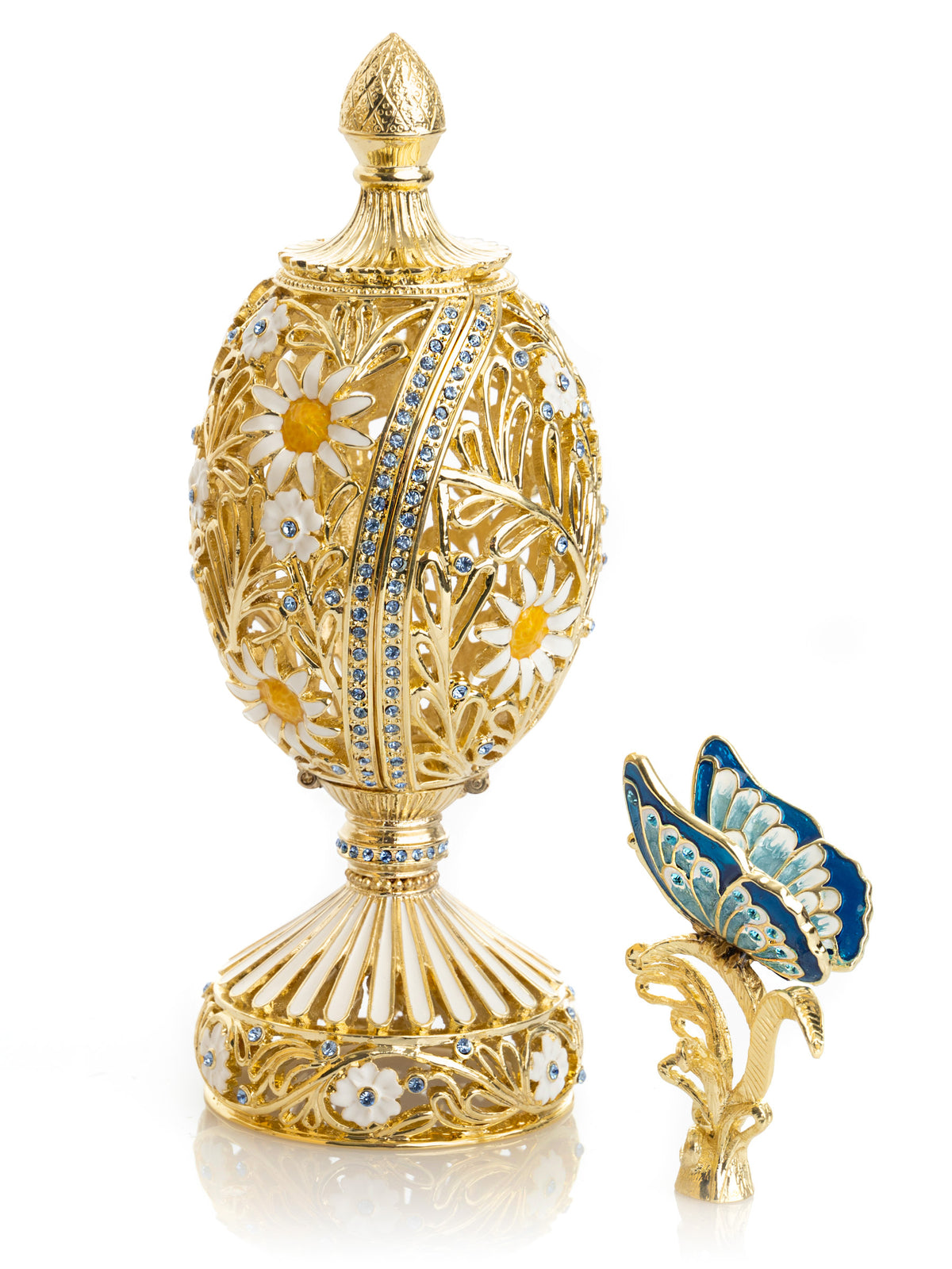 Blaues verziertes Fabergé-Ei