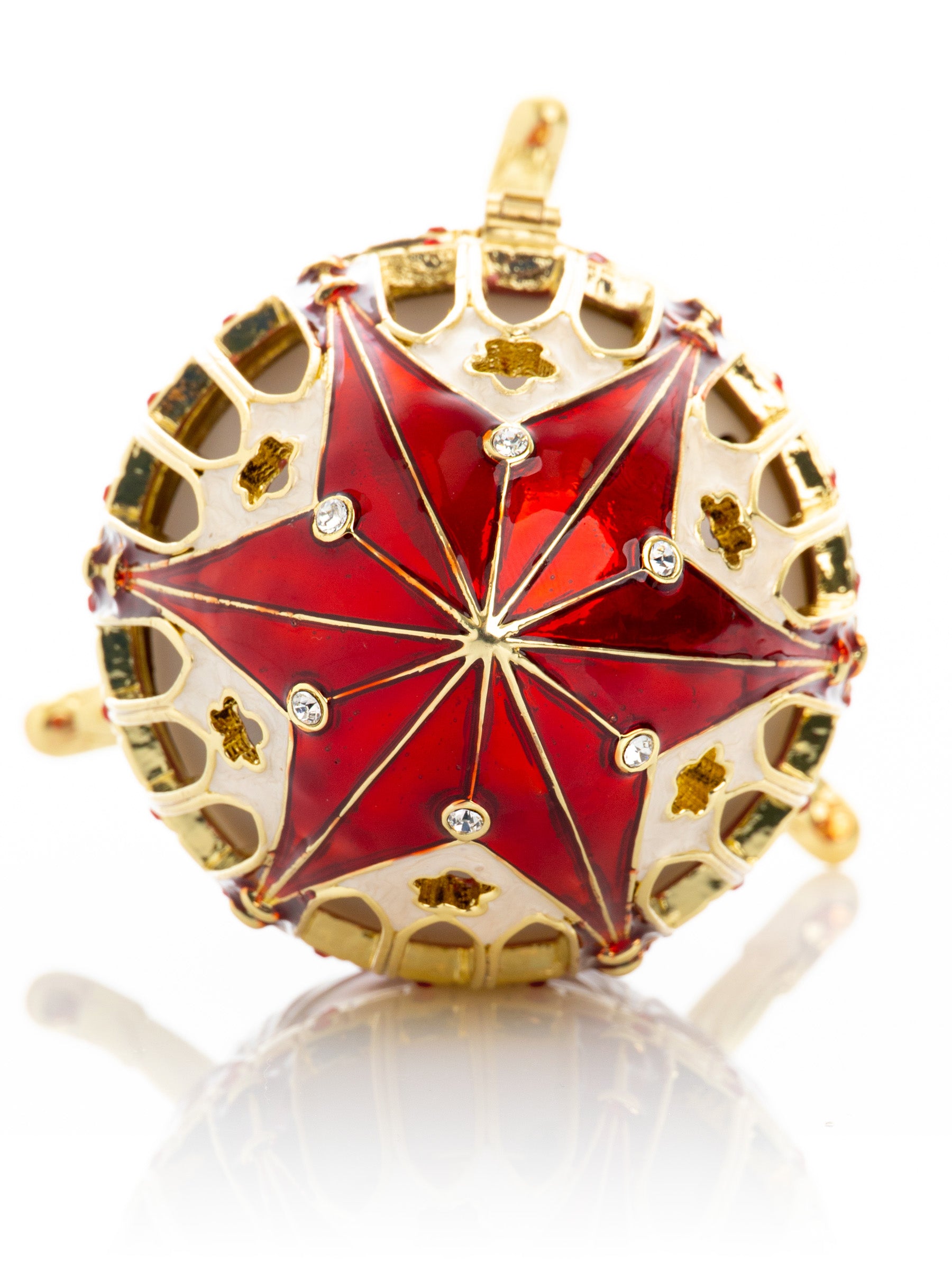 Keren Kopal Red Faberge Egg with Horse Carousel Surprise Inside