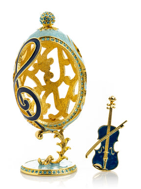 Treble Clef Faberge Egg with Violin Surprise