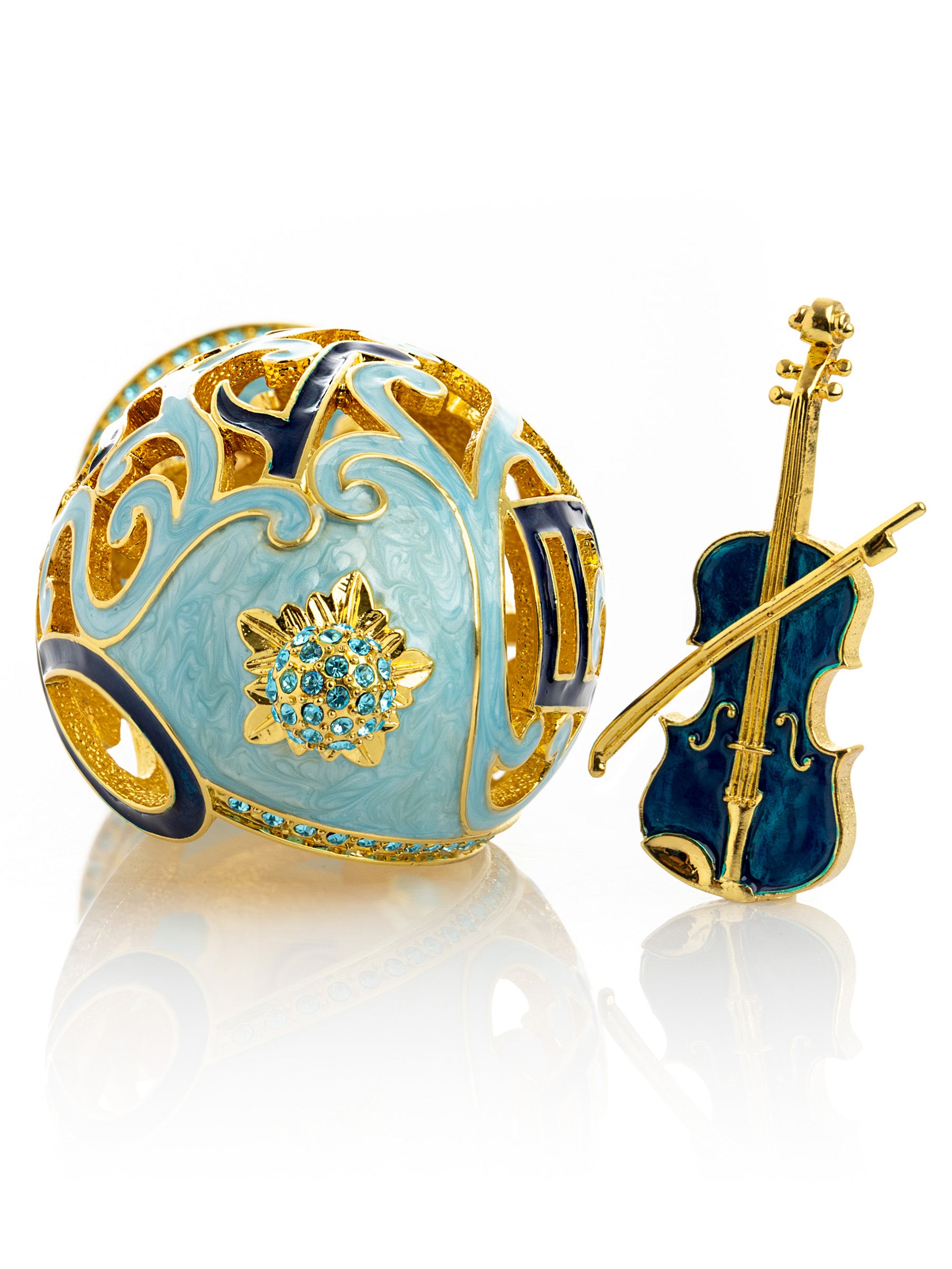 Treble Clef Faberge Egg with Violin Surprise