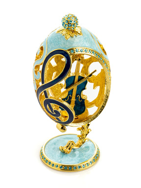 Treble Clef Faberge Egg with Violin Surprise