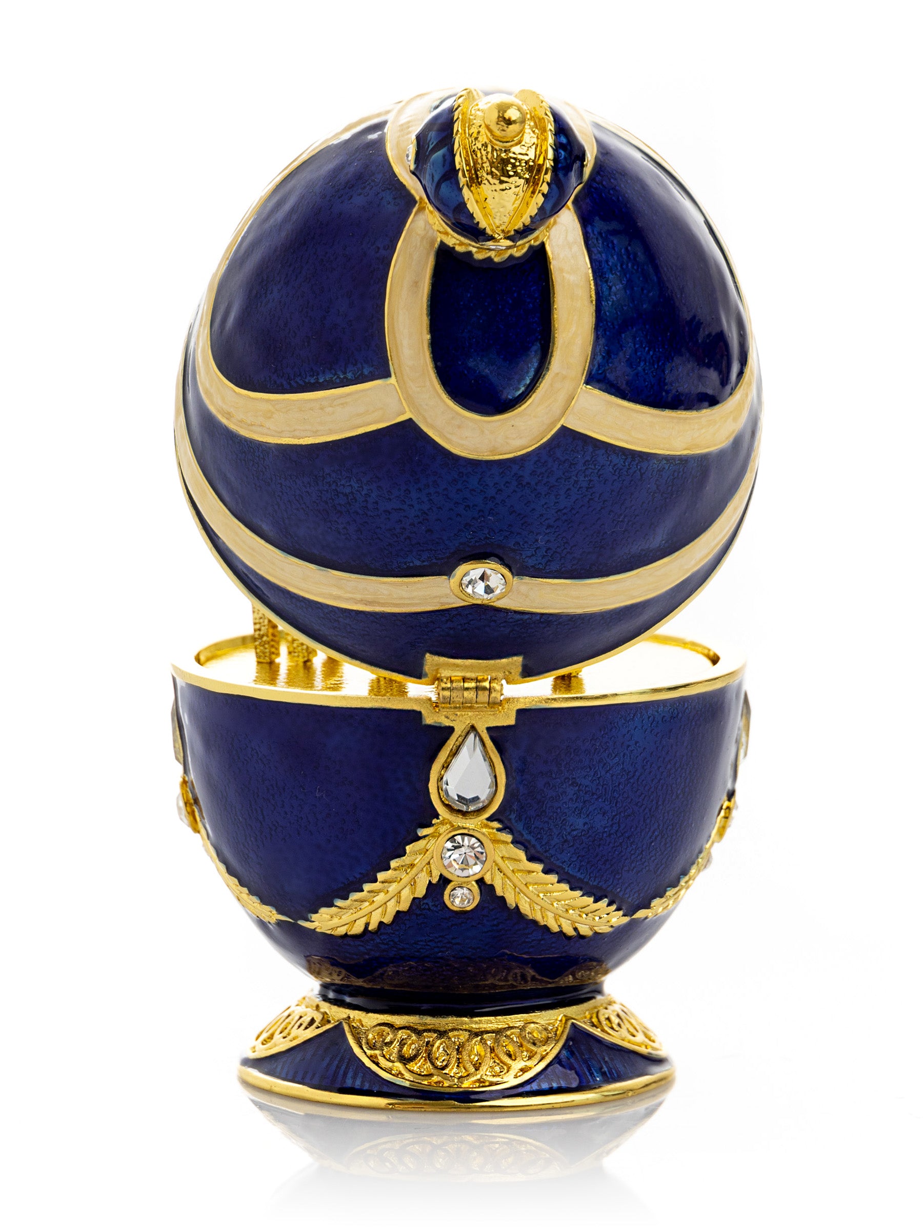 Blue Faberge Egg with Golden Piano Surprise