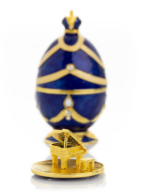 Blue Faberge Egg with Golden Piano Surprise