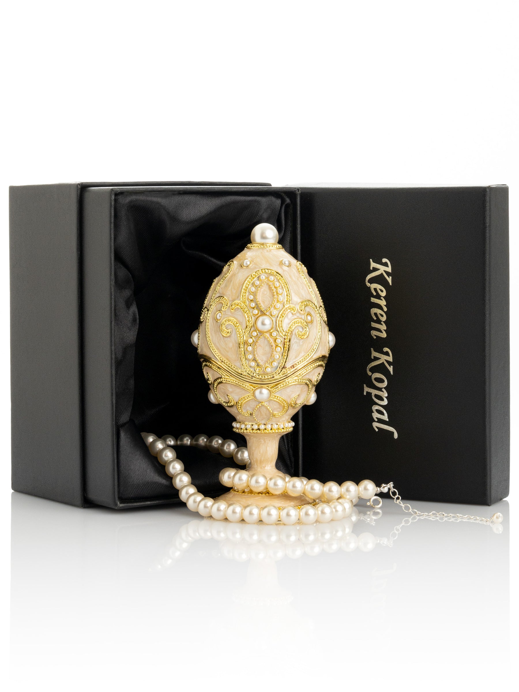 Keren Kopal Gold Easter Egg with Pearls Necklace