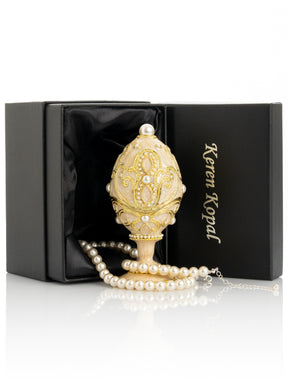 Keren Kopal Gold Easter Egg with Pearls Necklace