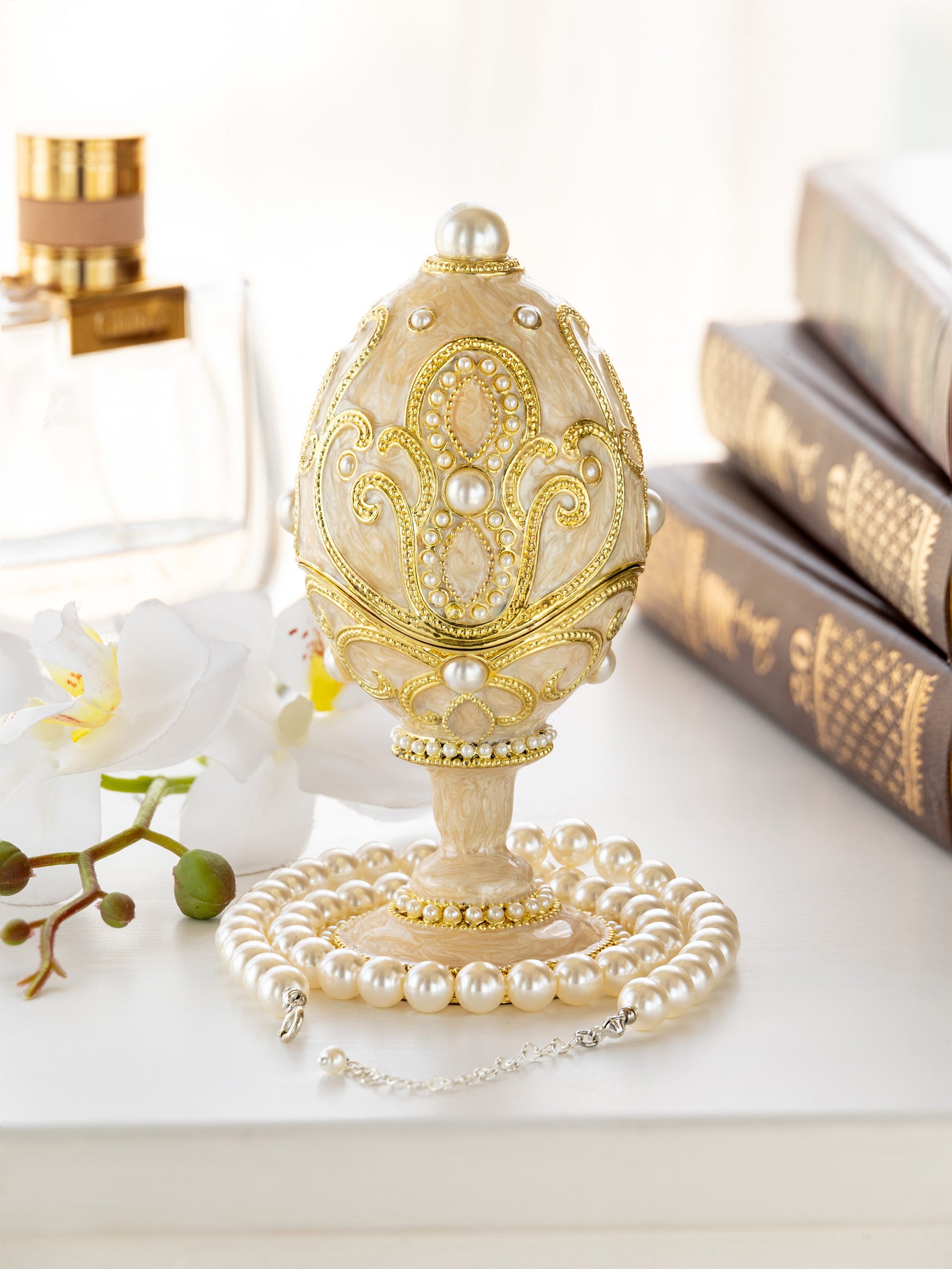 Keren Kopal Gold Easter Egg with Pearls Necklace