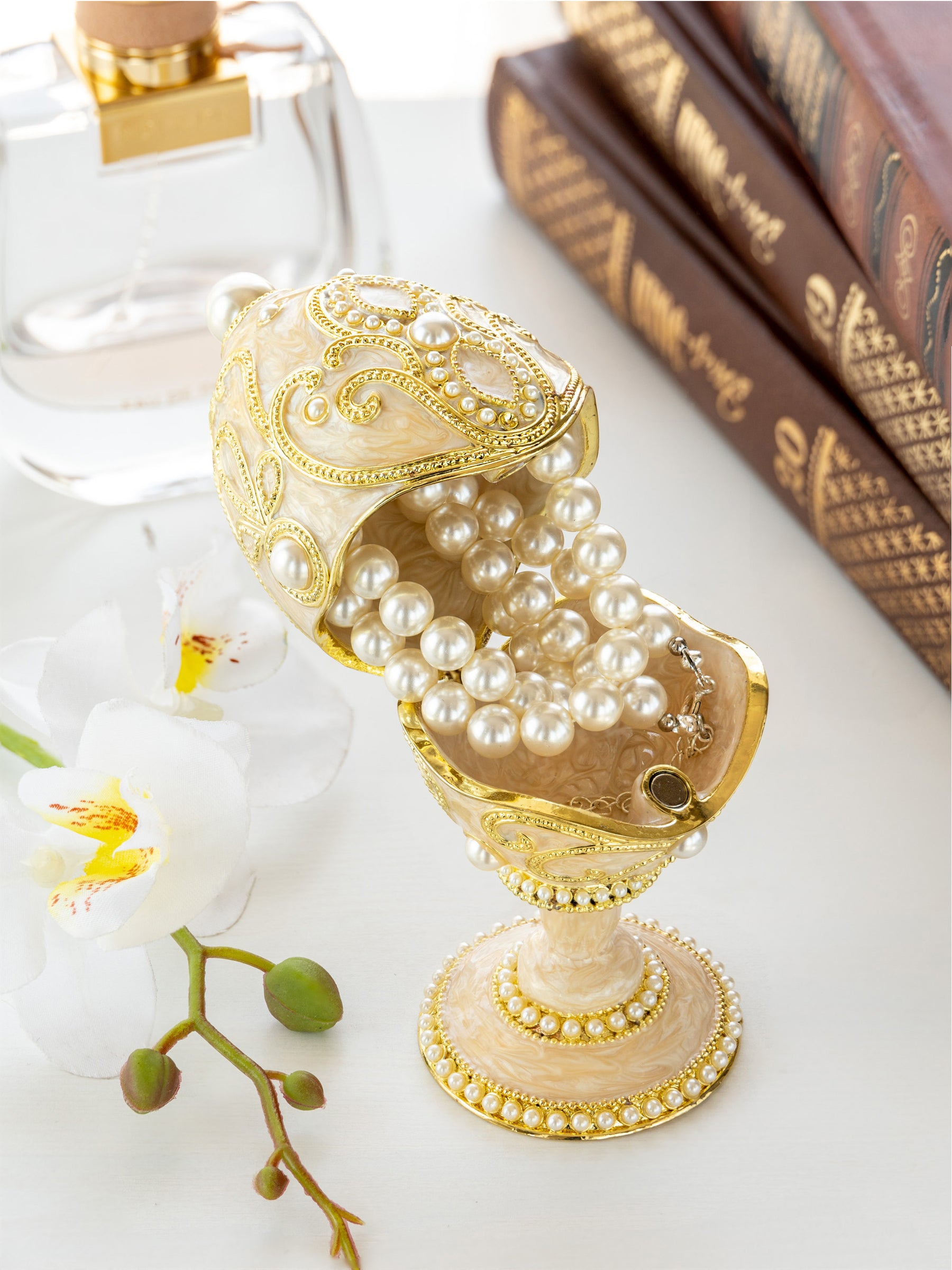 Keren Kopal Gold Easter Egg with Pearls Necklace