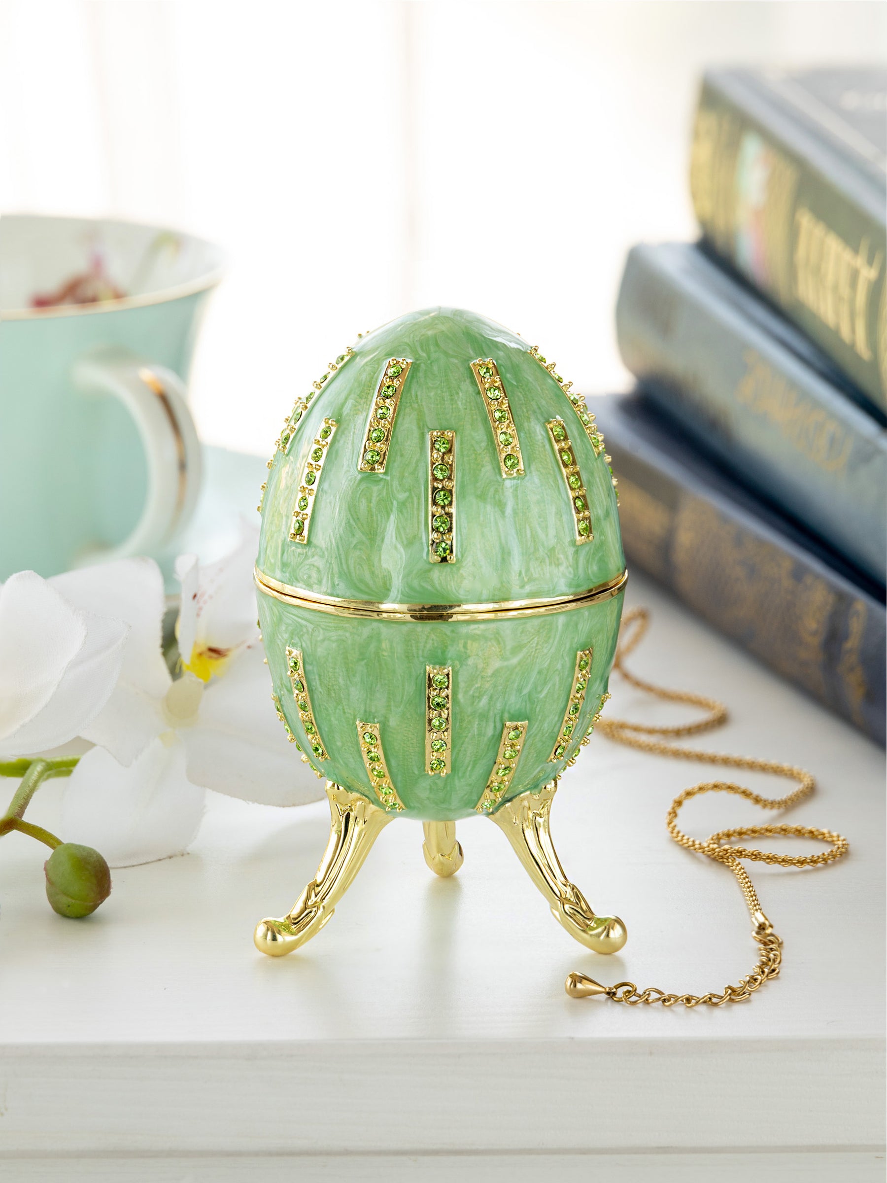 Keren Kopal Green Easter Egg with Flowers Hidden compartment