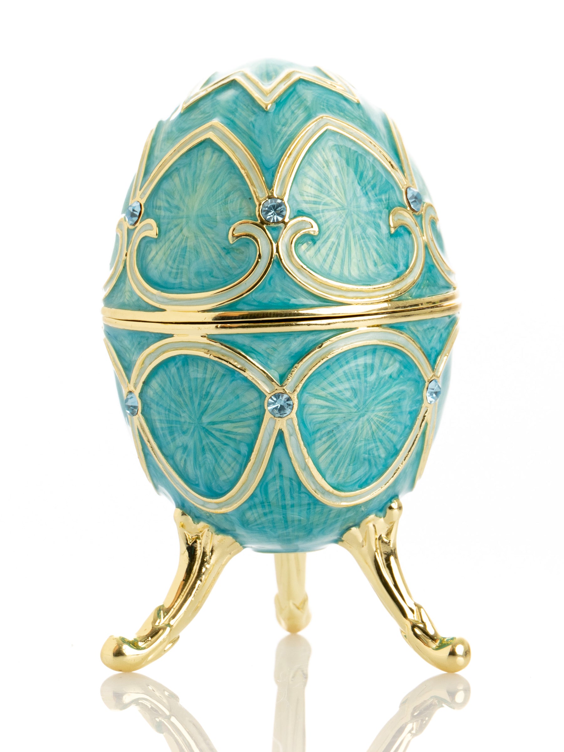 Keren Kopal Turquoise Easter Egg with Cat Hidden compartment
