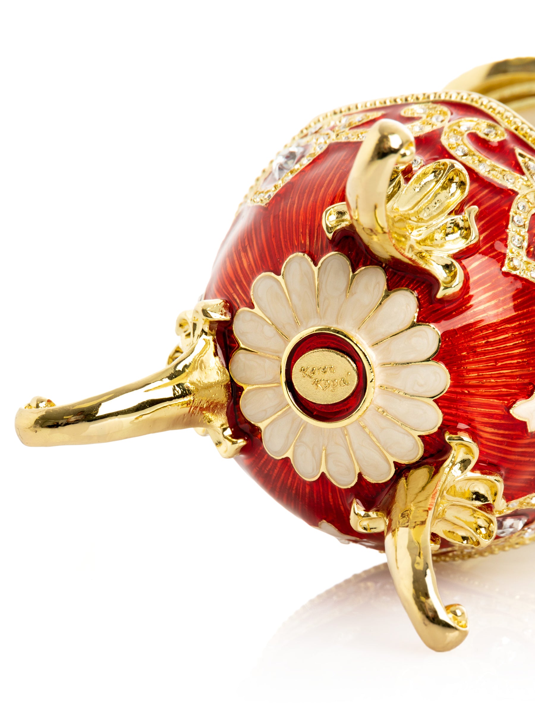 Keren Kopal Red Wind up Horse Carousel Faberge Style Egg