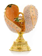 Keren Kopal Spiral Salmon Pink Faberge Egg with Flowers Bouquet