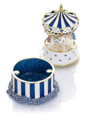 Keren Kopal Blue Wind up Horse Carousel & trinket Box Limited Edition 1-250