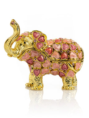 Golden Elephant with Hearts decoration