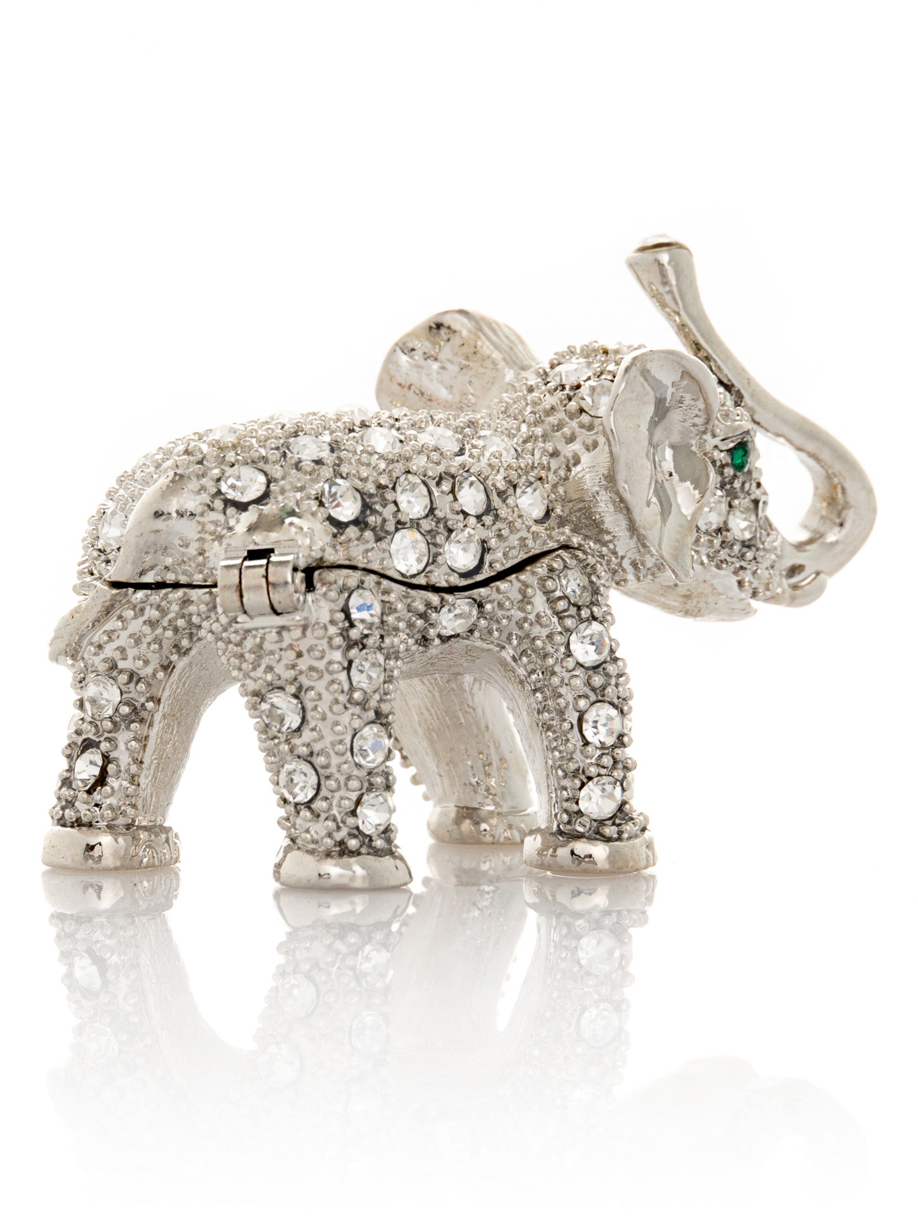Keren Kopal Silver Elephant with Green Eyes