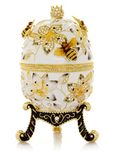 Keren Kopal White Faberge Egg with Bees and Flowers