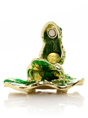 Keren Kopal Golden Frog on Green Leaf