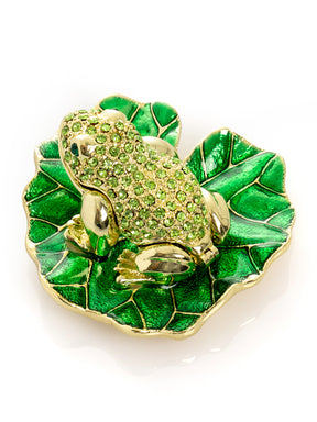 Keren Kopal Golden Frog on Green Leaf