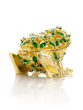 Keren Kopal Gold & Green Frog Trinket Box