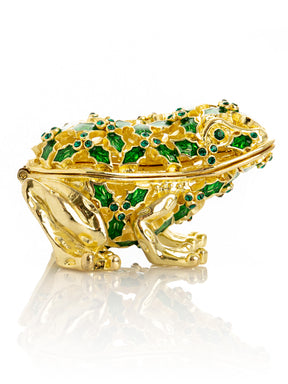 Keren Kopal Gold & Green Frog Trinket Box
