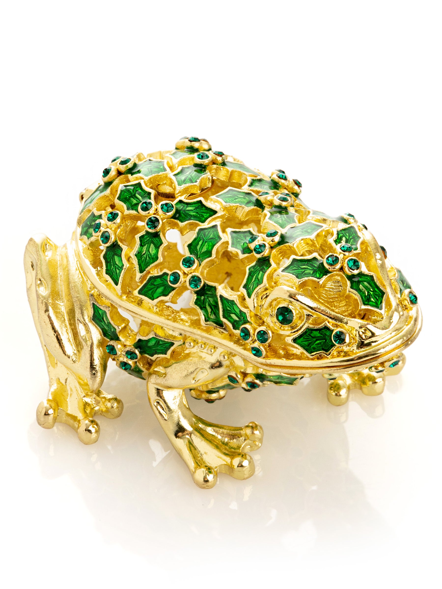Keren Kopal Gold & Green Frog Trinket Box