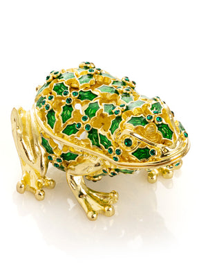 Keren Kopal Gold & Green Frog Trinket Box