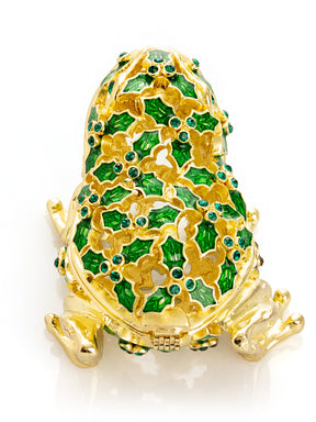 Keren Kopal Gold & Green Frog Trinket Box