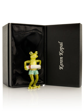 Keren Kopal Green Frog in Swim Trunks Trinket Box